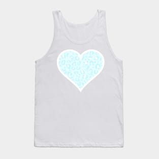 Pastel Blue and White Leopard Print Heart Tank Top